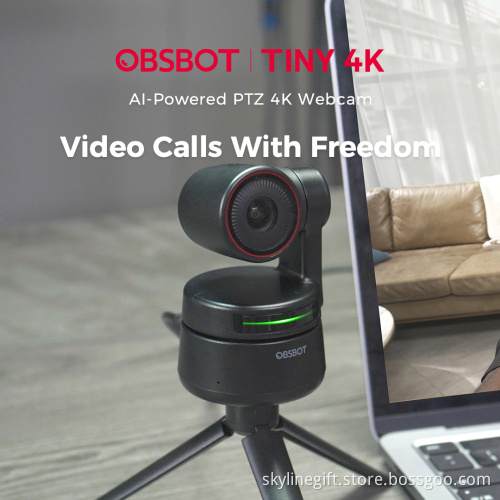OBSBOT Tiny 4K AI-Powered PTZ Webcam AI-Tracking Auto-Framing Gesture Control HDR Dual Omni-Directional Mic Recording Streaming